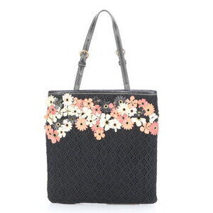 Miu Miu flower motif leather handbag black tote shoulder bag